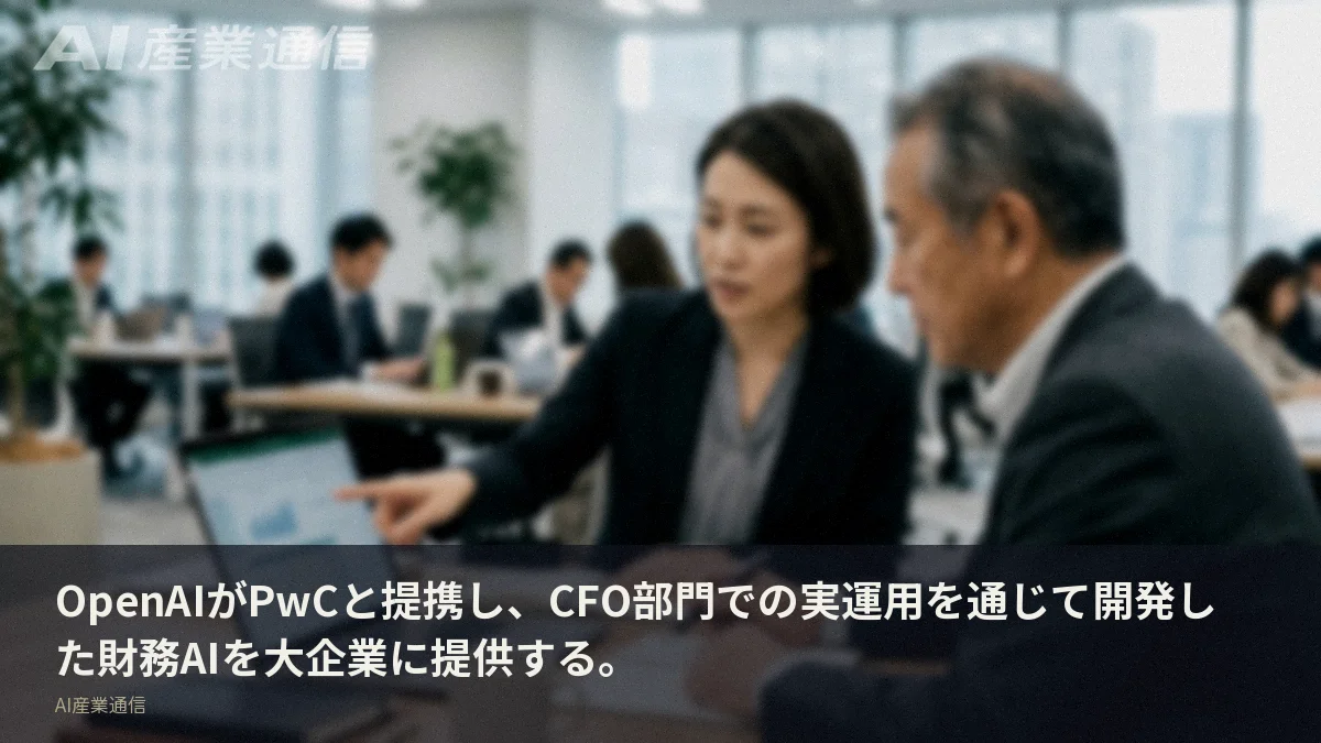 OpenAIがPwCと提携し、CFO部門での実運用を通じて開発した財務AIを大企業に提供する。