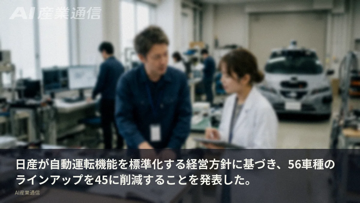 日産が自動運転機能を標準化する経営方針に基づき、56車種のラインアップを45に削減することを発表した。