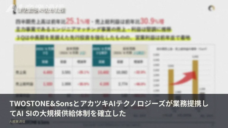 TWOSTONE&SonsとアカツキAIテクノロジーズが業務提携、AI SIの大規模供給体制を確立