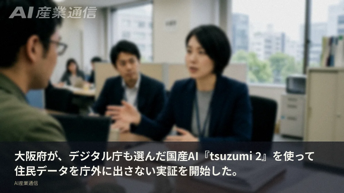 大阪府が、デジタル庁も選んだ国産AI『tsuzumi 2』を使って住民データを庁外に出さない実証を開始した。